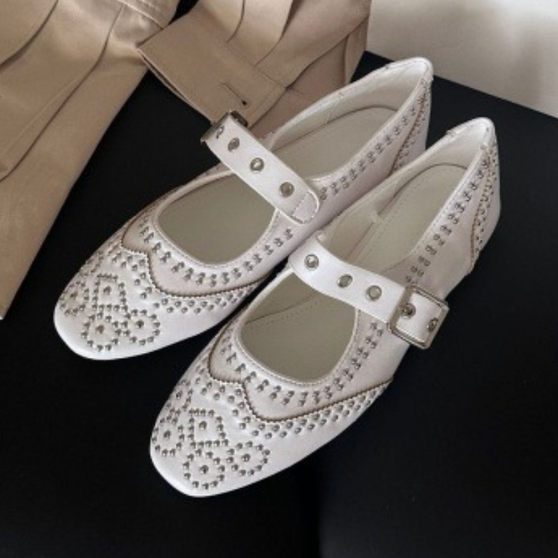 Women Shoes Brand - Damskie baleriny Mary Jane z okrągłym