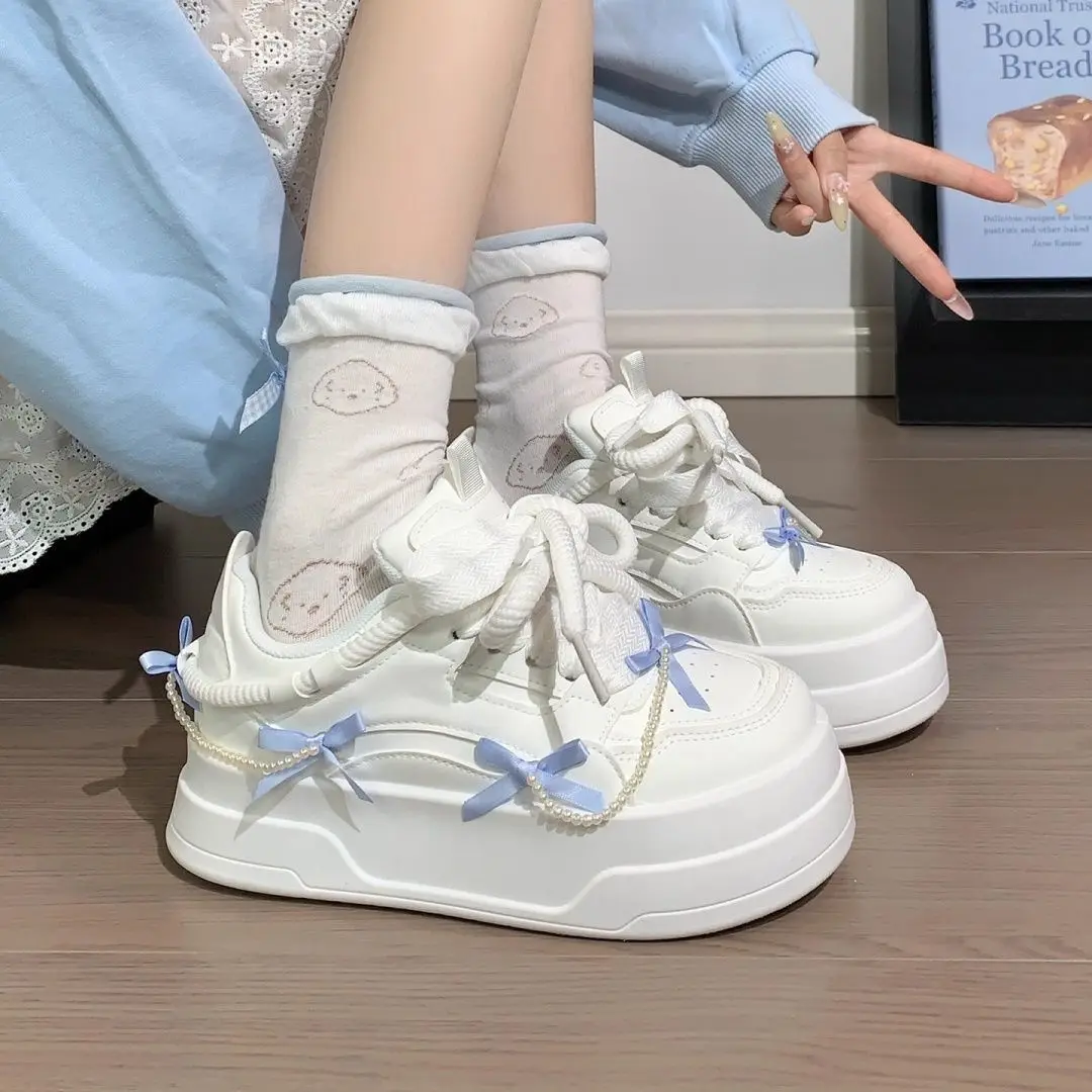 Women Shoes Hong Kong - Letnie sneakersy na grubej platformie dla