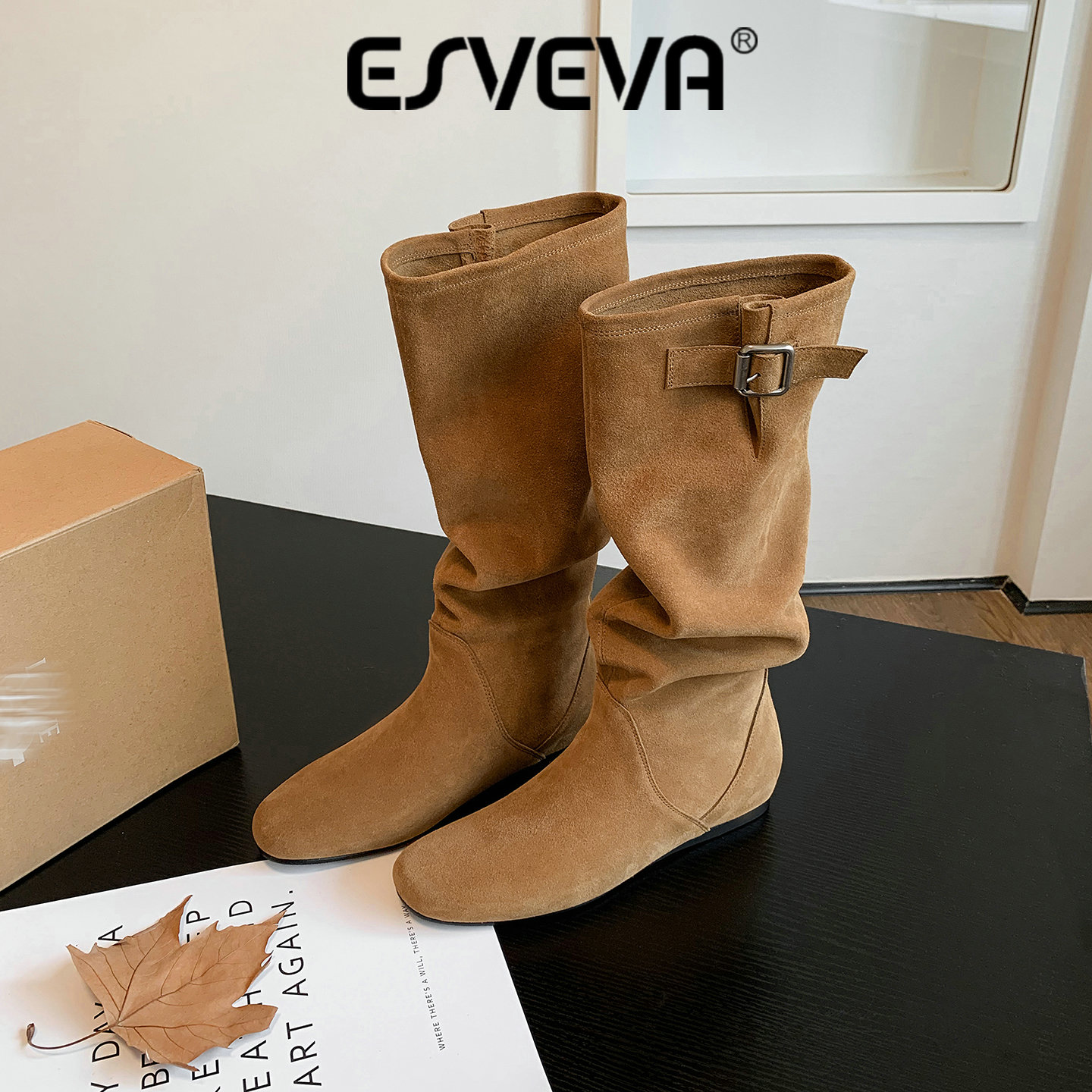 Suede Ankle Boot - ESVEVA 2027 Modne damskie kozaki za