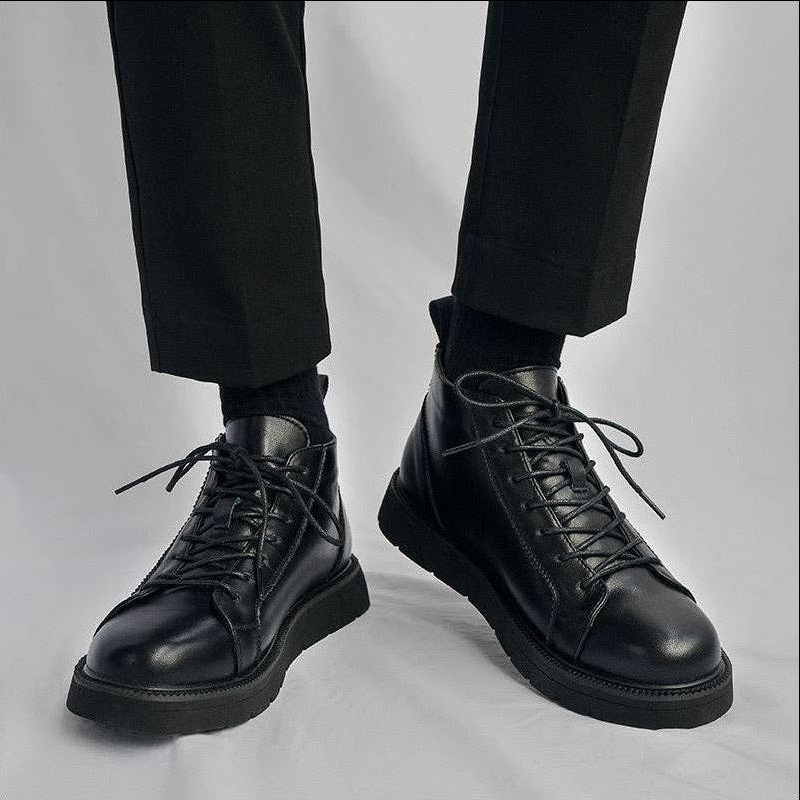 Women Shoes Hong Kong - Jesienne skórzane buty motocyklowe z wysoką