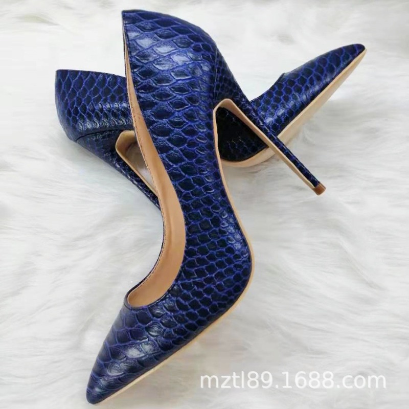 Women'S Shoes For Work - Nowe damskie czółenka z niebieskim wzorem