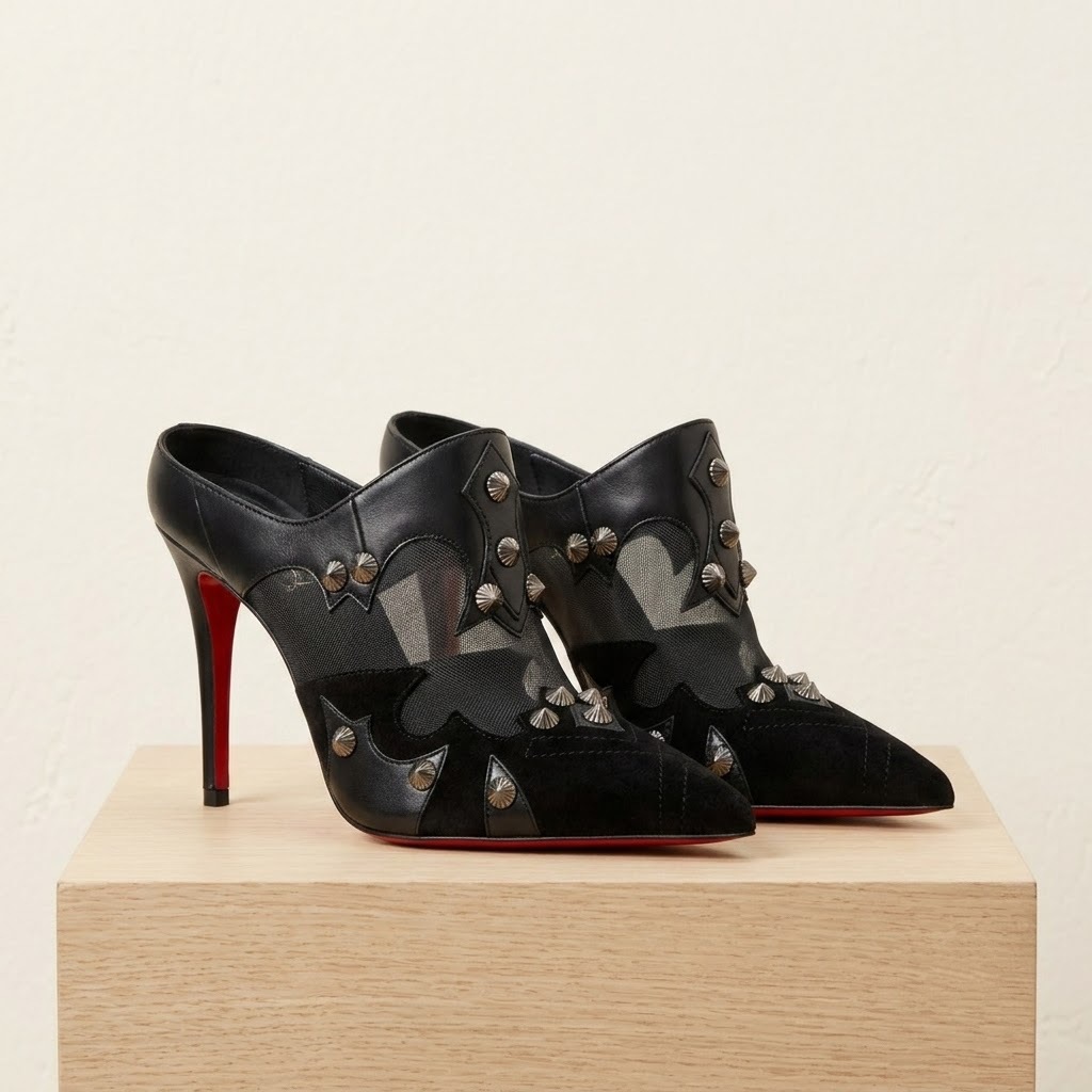 Pointed Toe Flat - Damskie czarne sandały na szpilce z