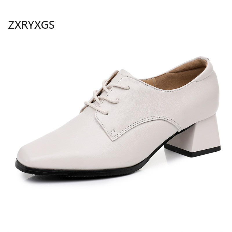 Women Shoes Size 4 In Cm - ZXRYXGS 2025 Skórzane sznurowane buty damskie