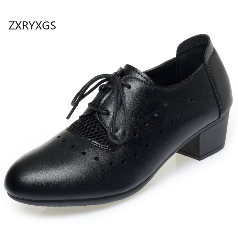 Women Shoes Size 4 In Cm - ZXRYXG Wiosna Lato 2025 Skórzane ażurowe