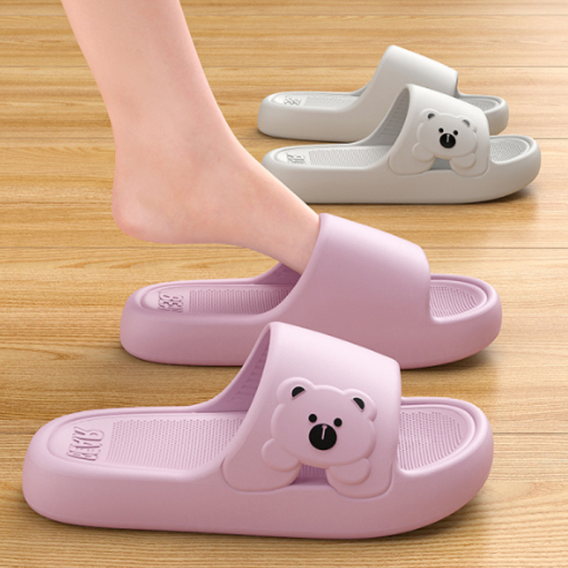 Mule Slip On - Klapki Damskie Łazienkowe z Misiem, Lekkie