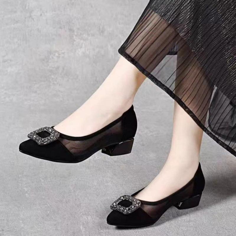 Women'S Heels - Eleganckie czółenka z ostrym noskiem, siateczkowym