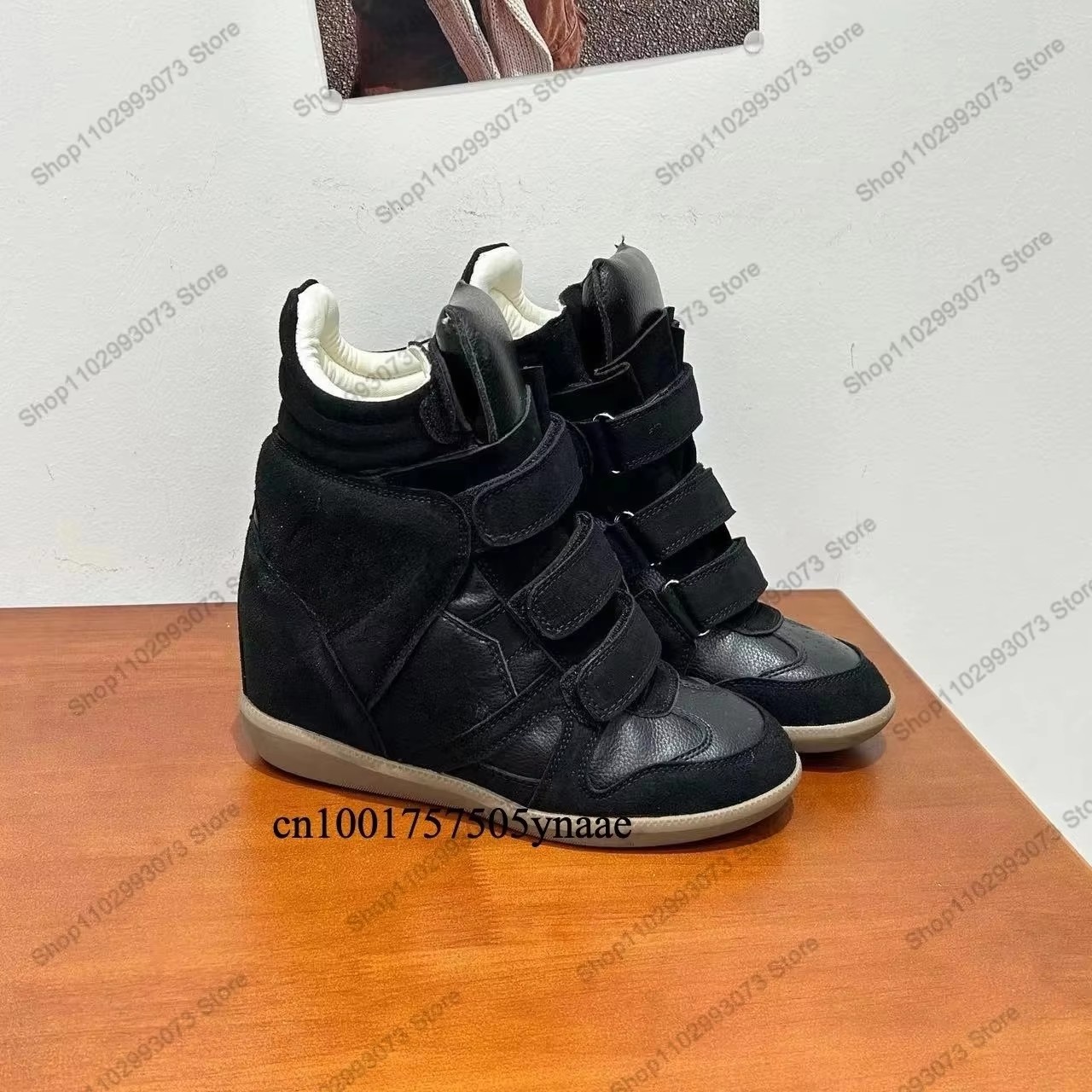 Suede Ankle Boot - Damskie sneakersy na ukrytym koturnie, wysokie,