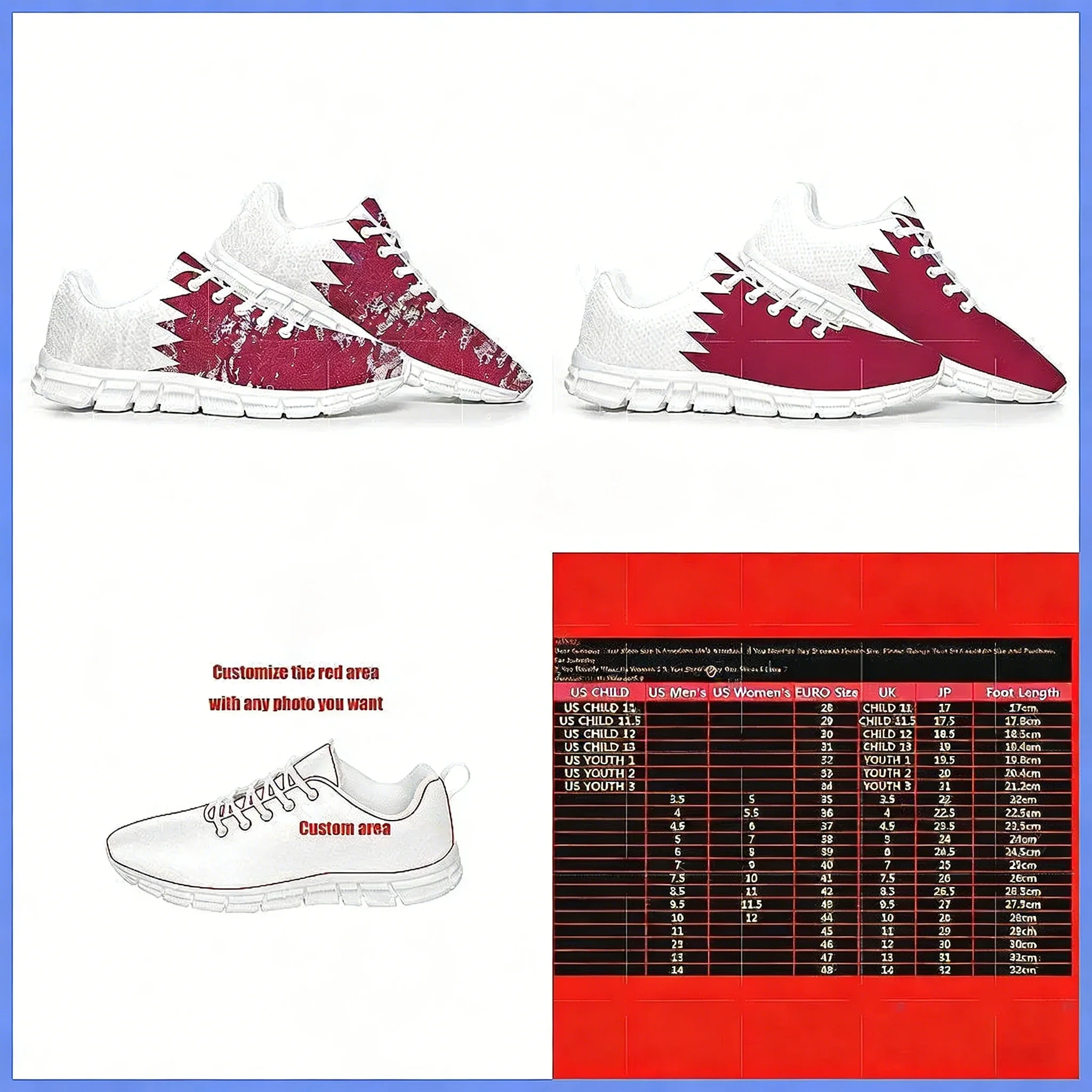Women Shoes Qatar - Buty sportowe z flagą Kataru, personalizowane