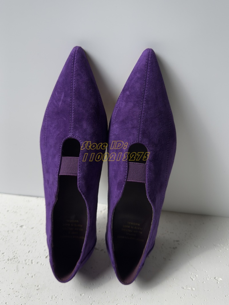 Fioletowe zamszowe czółenka z  – Pointed Toe Flat recenzja i cena