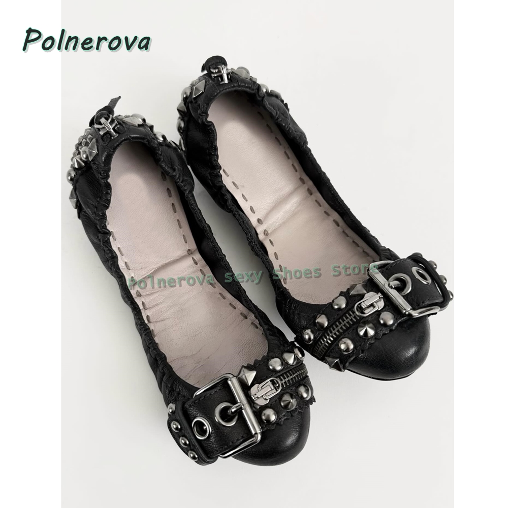 Buty Mary Jane z nitowaną klam – Pointed Toe Flat recenzja i cena
